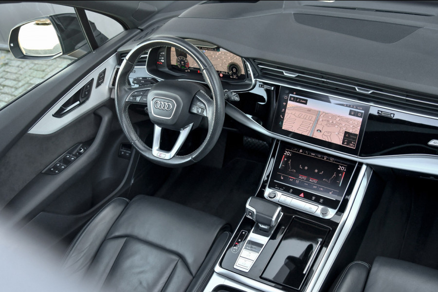 Audi Q7 55 TFSI e quattro 3x S-Line. Pano, ACC, HUD, Memory, Leder, B&O, Stuurvw, Keyless, Camera, Matrix, Sfeer, 22''!