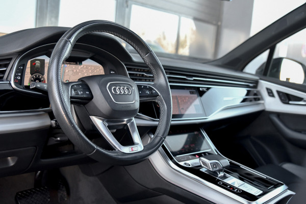 Audi Q7 55 TFSI e quattro 3x S-Line. Pano, ACC, HUD, Memory, Leder, B&O, Stuurvw, Keyless, Camera, Matrix, Sfeer, 22''!