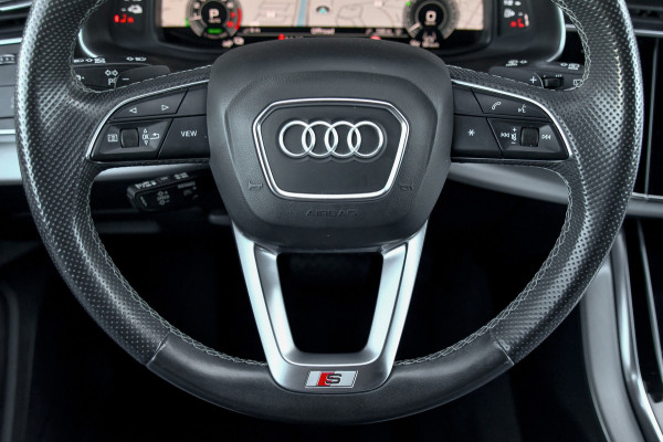 Audi Q7 55 TFSI e quattro 3x S-Line. Pano, ACC, HUD, Memory, Leder, B&O, Stuurvw, Keyless, Camera, Matrix, Sfeer, 22''!