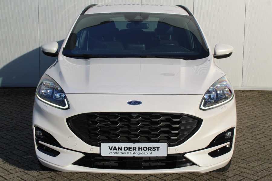 Ford Kuga 2.5-225pk Plug-in Hybrid ST-Line X. Hybride rijden voor een reële prijs ! Autm. airco dual, side- en lane assist, adaptieve cruise cntrl, camera v+a, stoel-, stuur- en voorraamverw., elektr. achterklep, metallic lak, navigatie, telefoonvoorb. etc.