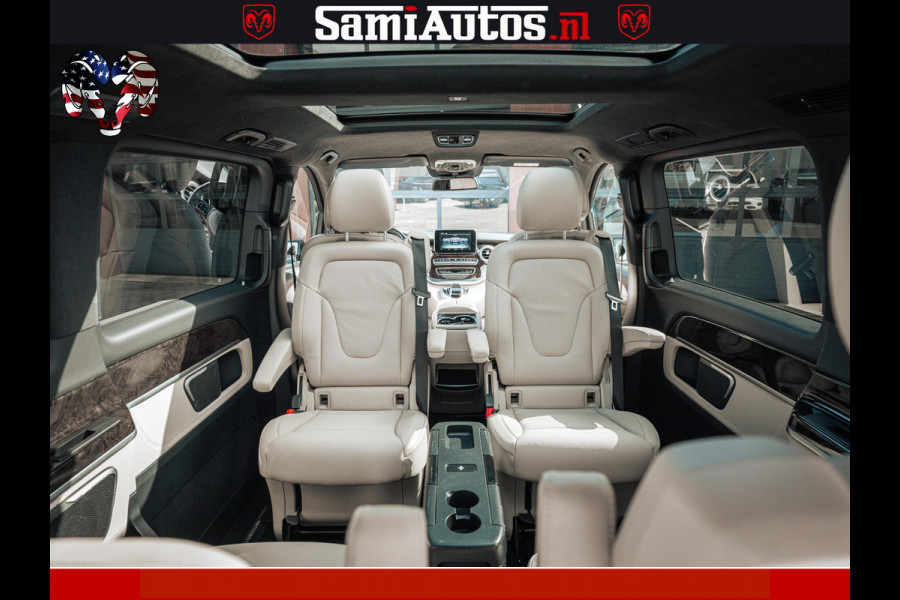 Mercedes-Benz V-Klasse AMG VIP PURE LUXE 6 PERSOONS | 4-MATIC | LANG | PANO DAK | EXCLUSIVE | ADAPTIVE CRUISE | ALCANTARA HEMEL | BURMESTER | 6 X STOELEN VERWARMD EN GEKOELD | ROYALE (CLASS) BEEN RUIMTE |