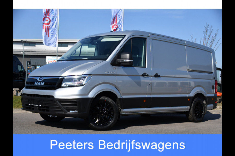 MAN TGE 35 2.0 L3H2 PB Edition Cruise, Camera, Carplay, LED, 177pk, Automaat, Sensoren, 2 x Schuifdeur, Stoelverwarming, Uniek!