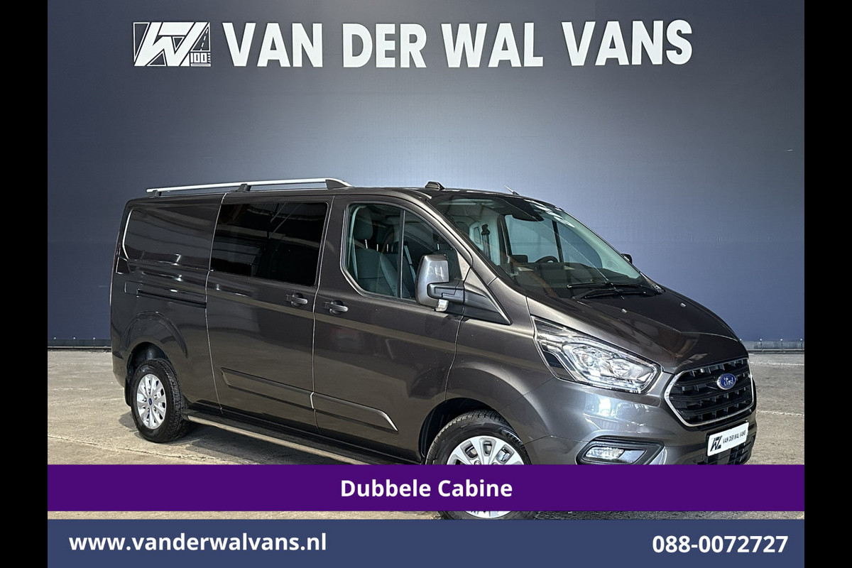 Ford Transit Custom 2.0 TDCI 131pk Automaat L2H1 Dubbele Cabine Euro6 Airco | 2x zijdeur | 5-Zits | Camera | Apple Carplay | LED Android Auto, Cruisecontrol, Trekhaak, Parkeersensoren, LM velgen, Leder, Stoelverwarming, Verwarmde voorruit, Sidebars, Dakdragers, Elektrisch verstelbare bestuurdersstoel