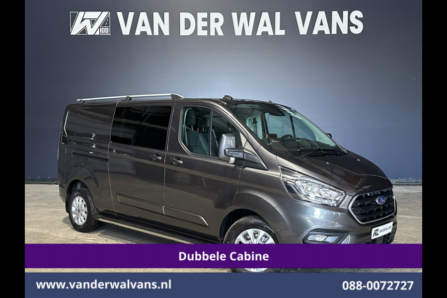 Ford Transit Custom 2.0 TDCI 131pk Automaat L2H1 Dubbele Cabine Euro6 Airco | 2x zijdeur | 5-Zits | Camera | Apple Carplay | LED Android Auto, Cruisecontrol, Trekhaak, Parkeersensoren, LM velgen, Leder, Stoelverwarming, Verwarmde voorruit, Sidebars, Dakdragers, Elektrisch verstelbare bestuurdersstoel