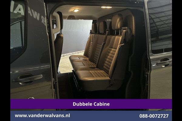 Ford Transit Custom 2.0 TDCI 131pk Automaat L2H1 Dubbele Cabine Euro6 Airco | 2x zijdeur | 5-Zits | Camera | Apple Carplay | LED Android Auto, Cruisecontrol, Trekhaak, Parkeersensoren, LM velgen, Leder, Stoelverwarming, Verwarmde voorruit, Sidebars, Dakdragers, Elektrisch verstelbare bestuurdersstoel
