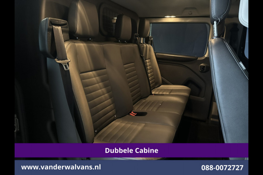 Ford Transit Custom 2.0 TDCI 131pk Automaat L2H1 Dubbele Cabine Euro6 Airco | 2x zijdeur | 5-Zits | Camera | Apple Carplay | LED Android Auto, Cruisecontrol, Trekhaak, Parkeersensoren, LM velgen, Leder, Stoelverwarming, Verwarmde voorruit, Sidebars, Dakdragers, Elektrisch verstelbare bestuurdersstoel