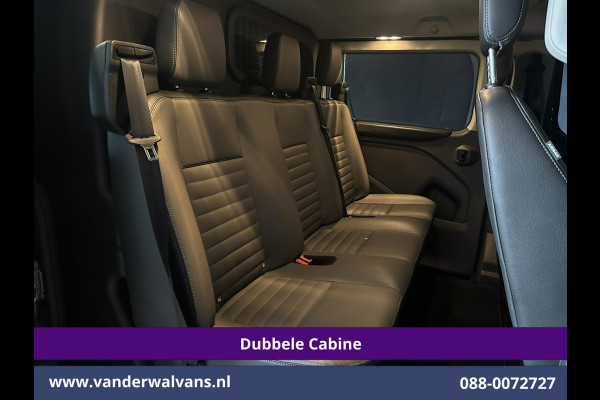 Ford Transit Custom 2.0 TDCI 131pk Automaat L2H1 Dubbele Cabine Euro6 Airco | 2x zijdeur | 5-Zits | Camera | Apple Carplay | LED Android Auto, Cruisecontrol, Trekhaak, Parkeersensoren, LM velgen, Leder, Stoelverwarming, Verwarmde voorruit, Sidebars, Dakdragers, Elektrisch verstelbare bestuurdersstoel