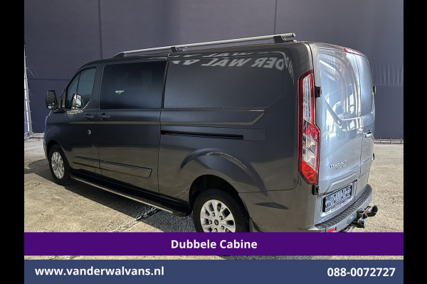 Ford Transit Custom 2.0 TDCI 131pk Automaat L2H1 Dubbele Cabine Euro6 Airco | 2x zijdeur | 5-Zits | Camera | Apple Carplay | LED Android Auto, Cruisecontrol, Trekhaak, Parkeersensoren, LM velgen, Leder, Stoelverwarming, Verwarmde voorruit, Sidebars, Dakdragers, Elektrisch verstelbare bestuurdersstoel