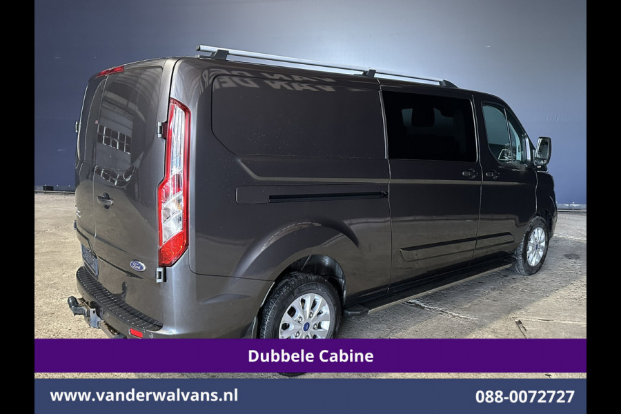 Ford Transit Custom 2.0 TDCI 131pk Automaat L2H1 Dubbele Cabine Euro6 Airco | 2x zijdeur | 5-Zits | Camera | Apple Carplay | LED Android Auto, Cruisecontrol, Trekhaak, Parkeersensoren, LM velgen, Leder, Stoelverwarming, Verwarmde voorruit, Sidebars, Dakdragers, Elektrisch verstelbare bestuurdersstoel