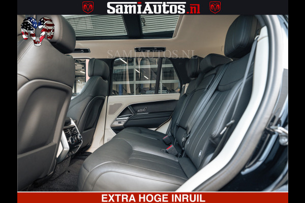 Land Rover Range Rover P550e 551 PK GARANTIE TOT 14-03-2029 | ACHTERAS BESTURING | SOFT CLOSE | HEAD-UP | FACELIFT MODEL | 23 INCH VELGEN | PANORAMADAK | STUURVERWARMING | STOEL KOELING | Incl btw | Fabrieksgarantie tot 14-03-2029 – Geniet van gemoedsrust met uitgebreide dekking tot deze datum.