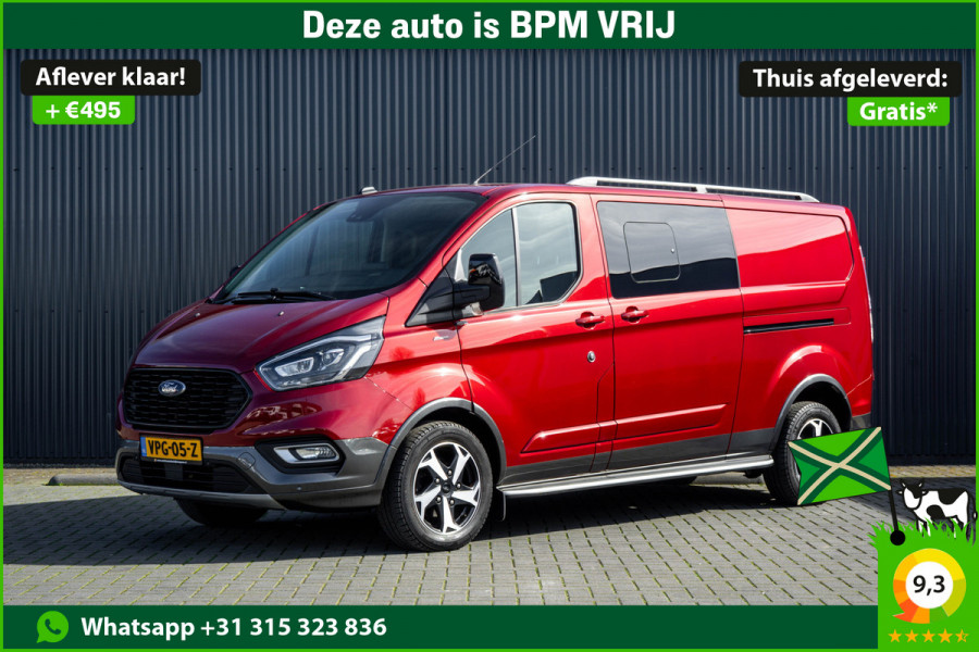 Ford Transit Custom 2.0 TDCI L2H1 | 170PK | Trail | DC 5-Persoons | Camera | Carplay | Lederen interieur