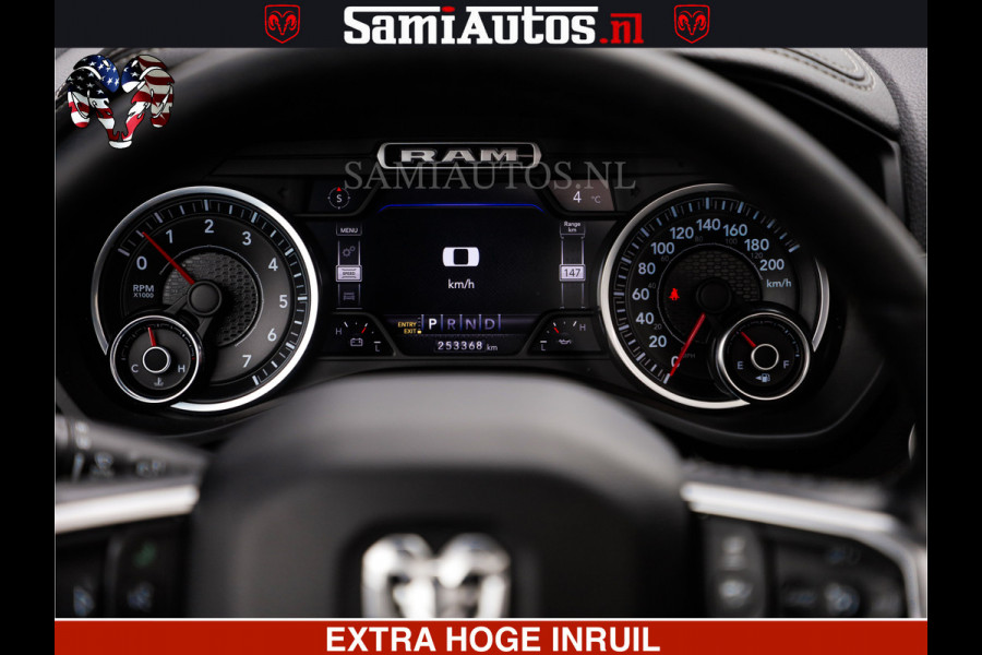 Dodge Ram RAM VOL | BLACK ON BLACK | LUCHTVERING | 5.7 V8 HEMI | PANODAK | ADAPTIVE CRUISE | 360 CAMERA | 22 INCH SPORT WIELEN | DUBELE CABINE | 5 PERSOONS |