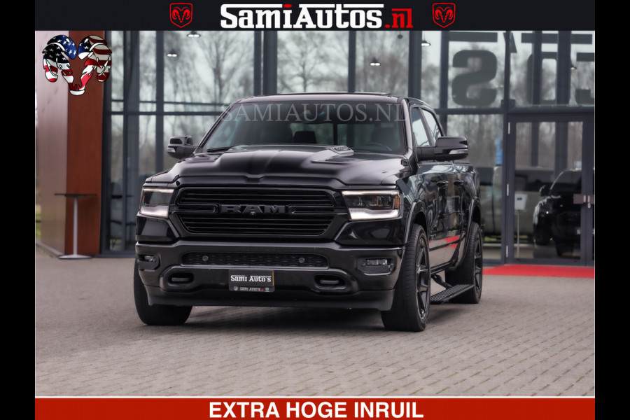 Dodge Ram RAM VOL | BLACK ON BLACK | LUCHTVERING | 5.7 V8 HEMI | PANODAK | ADAPTIVE CRUISE | 360 CAMERA | 22 INCH SPORT WIELEN | DUBELE CABINE | 5 PERSOONS |