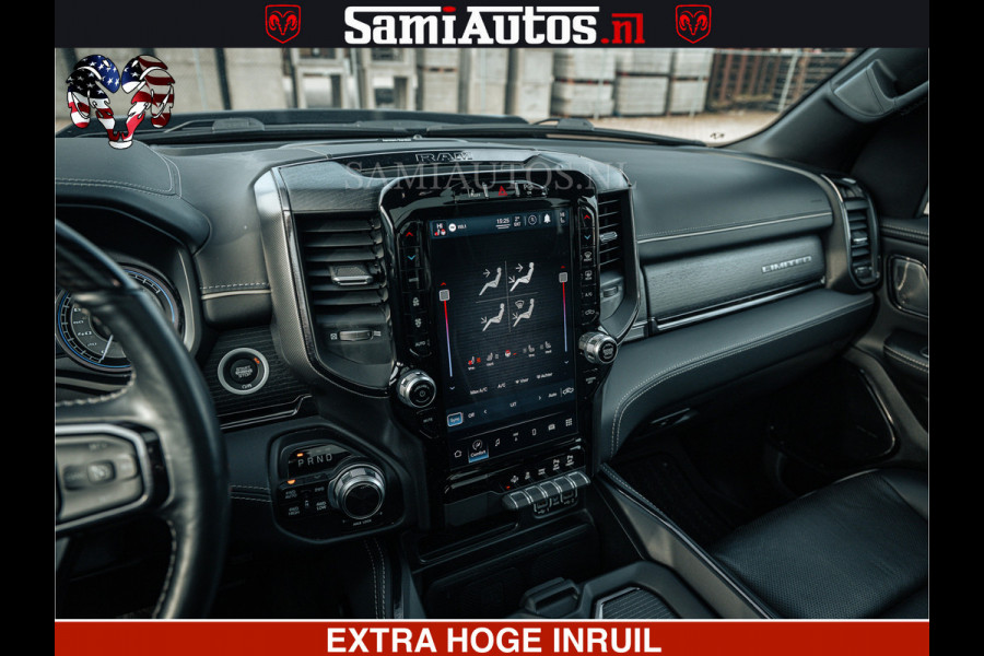 Dodge Ram LIMITED | 5.7 V8 HEMI 402PK | TUFF WIELEN | MEEST VOLLE LIMITED | PRACHTIGE KLEUR GRANITE CRYSTAL PEARL | CREW CAB | DUBBELE CABINE DC 5 PERSOONS | CREW CAB 5 PERSOONS | DUBBELE CABINE DC | MEEST ROYALE EN COMFORTABELE BEDRIJFSAUTO | HEAD-UP | LUCHTVERING | RONDOM CAMERA | MWK KLEP | PANORAMA DAK |