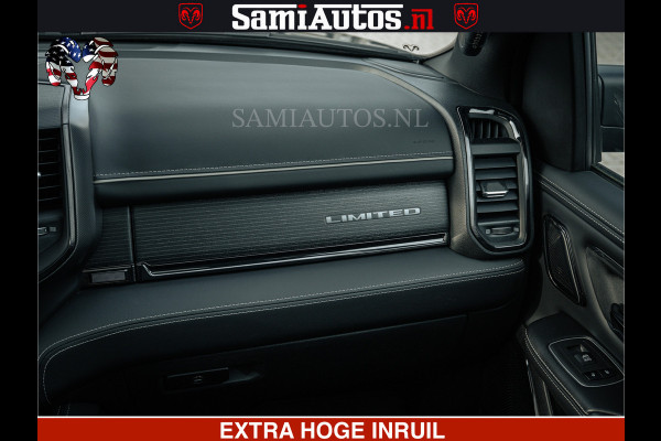 Dodge Ram LIMITED | 5.7 V8 HEMI 402PK | TUFF WIELEN | MEEST VOLLE LIMITED | PRACHTIGE KLEUR GRANITE CRYSTAL PEARL | CREW CAB | DUBBELE CABINE DC 5 PERSOONS | CREW CAB 5 PERSOONS | DUBBELE CABINE DC | MEEST ROYALE EN COMFORTABELE BEDRIJFSAUTO | HEAD-UP | LUCHTVERING | RONDOM CAMERA | MWK KLEP | PANORAMA DAK |