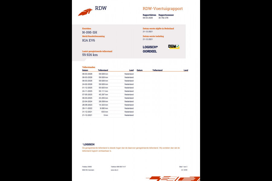 Kia Ev6 58 kWh|100% SOH|AFN.TREKHAAK|LEDER|ACC|ANDROID+CARPLAY|CAMERA|STOEL+STUURVERW|NAP|ORG. NL-AUTO|INCL.BTW|1e EIGENAAR|