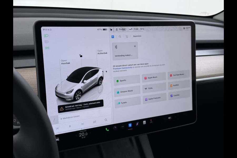 Tesla Model Y RWD 300pk SOH 95% Warmtepomp LFP-Accu Leer Lmv Camera's Panoramadak Adap.Cruise Navi Ecc Autopilot Stoel+Stuur+Achterbank Verwarming Elek.Achterklep Dodehoek detector Draadloze telefoonlader 1e Eigenaar Origineel Nederlandse Auto Fabrieksgarantie op Motor en Accu tot 08-03-2032/160.000km