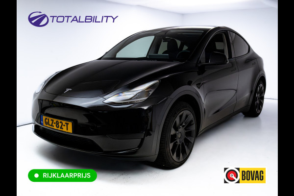 Tesla Model Y Long Range RWD 75 kWh | LMV Zwart 20" Turbine | Leer | Stoelverwarming V+A | Pano | Full Self Driving computer 4, Autopilot, Dodehoek detectie