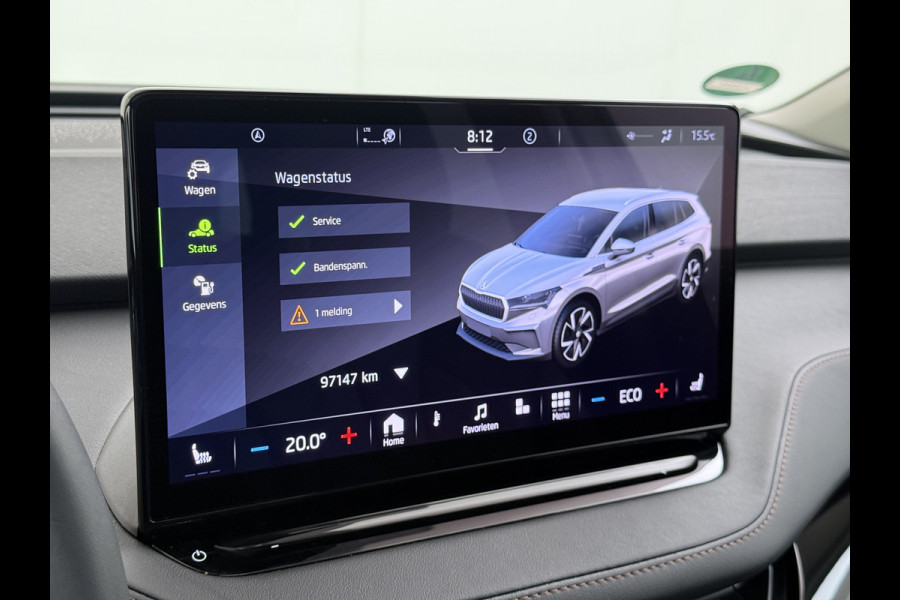 Škoda ENYAQ iV 80 SOH 93% Warmtepomp Pano-Dak Leer+Elektr+Memory+Verwarmd Adap.Cruise Lmv 21" Camera Matrix-Led Apple Carplay Android Auto Pdc Privacy GlasDAB Stuur+Achterbankverwarming Draadloze telefoonlader Keyless Dodehoek detectie Dealeronderhouden Origineel Nederlandse Auto Nieuwprijs €59.055,-