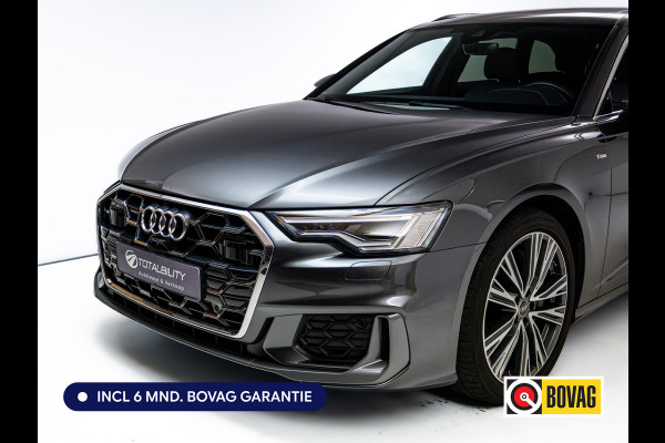 Audi A6 Avant 50 TFSI e quattro 3x S-Line | Facelift | Panoramdak | Stoel- & Stuurverw. | Elec. trekhaak | Elec. achterklep | Elec. verst. best. stoel met geheugen, Sfeerverlichting, 20"LMV, Matrix Led, Adap. onderstel, Daytona Grijs