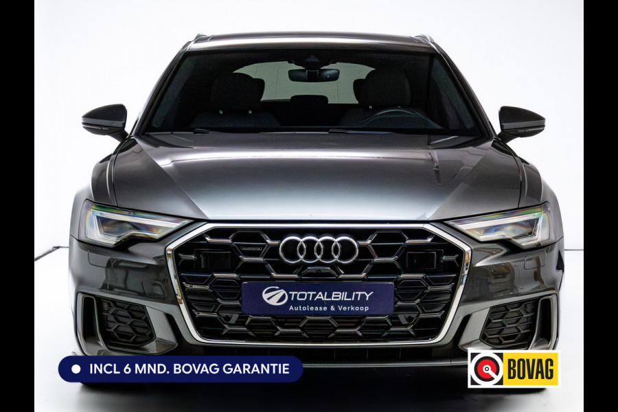 Audi A6 Avant 50 TFSI e quattro 3x S-Line | Facelift | Panoramdak | Stoel- & Stuurverw. | Elec. trekhaak | Elec. achterklep | Elec. verst. best. stoel met geheugen, Sfeerverlichting, 20"LMV, Matrix Led, Adap. onderstel, Daytona Grijs