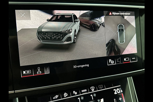 Audi Q8 60e 490pk Competition RS-Stoelen | 4WS Achteras Besturing | OLED | Laser | SQ8 Uitgevoerd | Massage | Ventilatie | Valcona Leder 23'' | Alcantara hemel | Head-Up | Soft-Close | Panodak | 2x Memory | Trekhaak | Keyless-Entry | Luchtvering | Nw.Pr. 155.000,= | Nieuw! 13km 2026 | Fabrieksgarantie | Direct rijden.