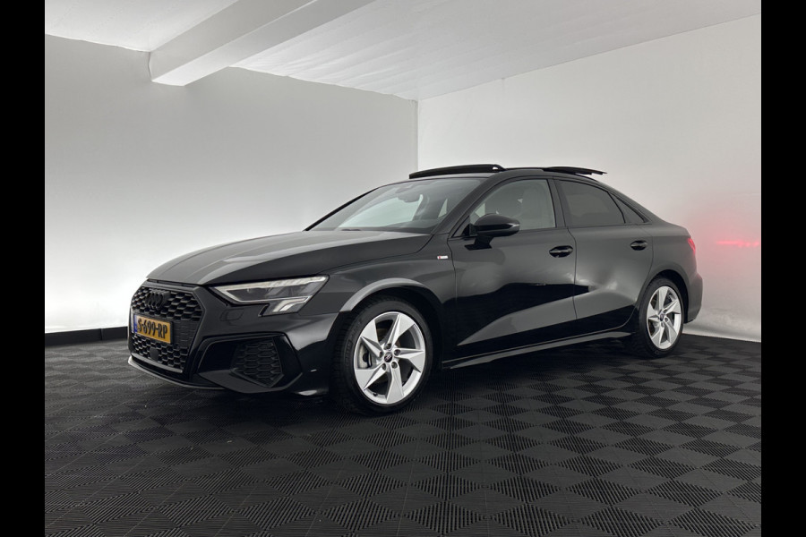 Audi A3 Limousine 35 TFSI S-Line Edition (INCL-BTW) Aut. *PANO | LEATHER-FABRIC | FULL-LED | AMBIENTLIGHT | SPORTSEATS | DIGI-COCKPIT | NAVI-FULLMAP | PRIVACYGLASS | SHIFTPADDLES | DAB+ | ADAPTIVE-CRUISE | 17"ALU*