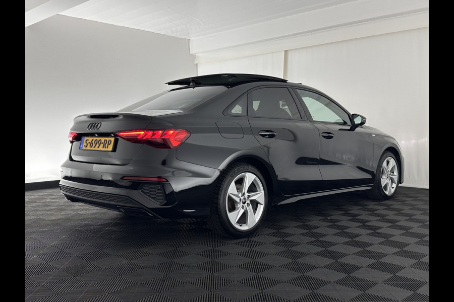 Audi A3 Limousine 35 TFSI S-Line Edition (INCL-BTW) Aut. *PANO | LEATHER-FABRIC | FULL-LED | AMBIENTLIGHT | SPORTSEATS | DIGI-COCKPIT | NAVI-FULLMAP | PRIVACYGLASS | SHIFTPADDLES | DAB+ | ADAPTIVE-CRUISE | 17"ALU*