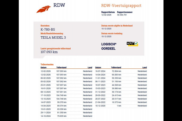 Tesla Model 3 SR+ 325PK LFP-Accu Trekhaak AutoPilot Leer Pano-Dak Adaptive Cruise Lmv 18" Camera's Elektr.-Stuur+Stoelen+Spiegels+Geheugen+Eas SOH 87% Ecc Navi Led DAB Voorverwarmen interieur via App Keyless One-Pedal-Drive 1.000KG Trekgewicht 1e Eigenaar Origineel Nederlandse Auto Fabrieksgarantie op Accu en Motor tot 10-12-2028/160.000km LFP accu dus 100% opladen !