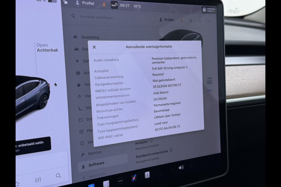 Tesla Model 3 SR+ 325PK LFP-Accu Trekhaak AutoPilot Leer Pano-Dak Adaptive Cruise Lmv 18" Camera's Elektr.-Stuur+Stoelen+Spiegels+Geheugen+Eas SOH 87% Ecc Navi Led DAB Voorverwarmen interieur via App Keyless One-Pedal-Drive 1.000KG Trekgewicht 1e Eigenaar Origineel Nederlandse Auto Fabrieksgarantie op Accu en Motor tot 10-12-2028/160.000km LFP accu dus 100% opladen !