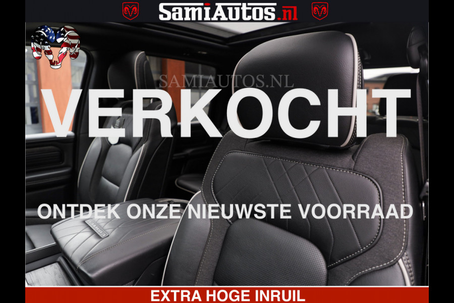Dodge Ram LIMITED H.O 540 PK 706 Nm | FEUL WIELEN |XB9 | MASSAGE | BOM VOL | CREW CAB | DUBBELE CABINE | GRIJSKENTEKEN | 5 PERSOONS | DE MEEST LUXUEUZE en BEGEERDE Pick-up