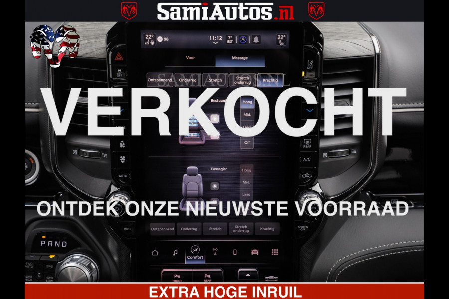 Dodge Ram LIMITED H.O 540 PK 706 Nm | FEUL WIELEN |XB9 | MASSAGE | BOM VOL | CREW CAB | DUBBELE CABINE | GRIJSKENTEKEN | 5 PERSOONS | DE MEEST LUXUEUZE en BEGEERDE Pick-up