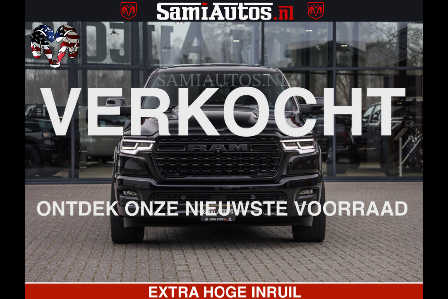 Dodge Ram LIMITED H.O 540 PK 706 Nm | FEUL WIELEN |XB9 | MASSAGE | BOM VOL | CREW CAB | DUBBELE CABINE | GRIJSKENTEKEN | 5 PERSOONS | DE MEEST LUXUEUZE en BEGEERDE Pick-up
