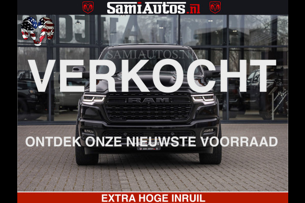 Dodge Ram LIMITED H.O 540 PK 706 Nm | FEUL WIELEN |XB9 | MASSAGE | BOM VOL | CREW CAB | DUBBELE CABINE | GRIJSKENTEKEN | 5 PERSOONS | DE MEEST LUXUEUZE en BEGEERDE Pick-up
