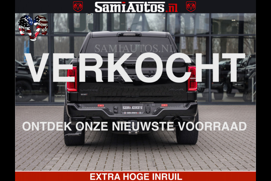 Dodge Ram LIMITED H.O 540 PK 706 Nm | FEUL WIELEN |XB9 | MASSAGE | BOM VOL | CREW CAB | DUBBELE CABINE | GRIJSKENTEKEN | 5 PERSOONS | DE MEEST LUXUEUZE en BEGEERDE Pick-up