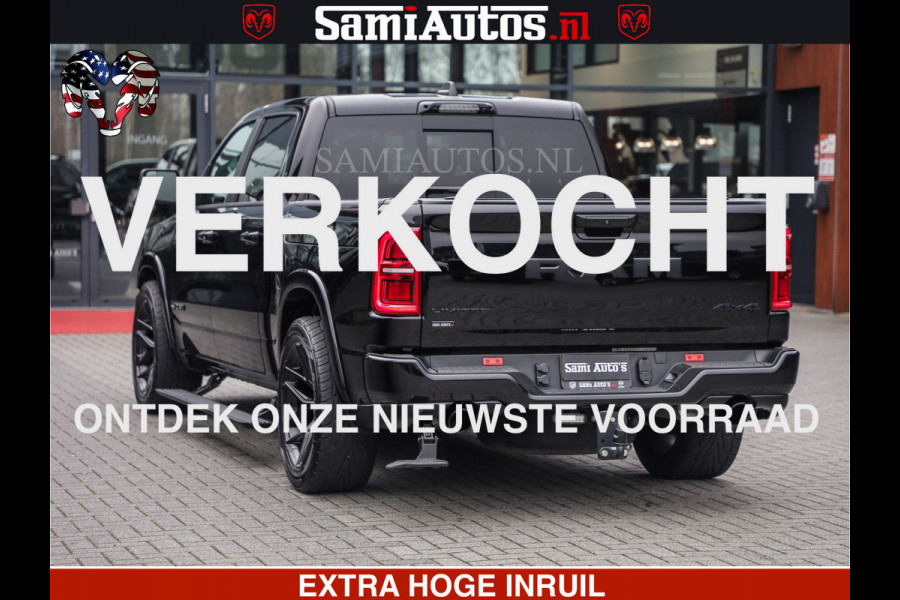 Dodge Ram LIMITED H.O 540 PK 706 Nm | FEUL WIELEN |XB9 | MASSAGE | BOM VOL | CREW CAB | DUBBELE CABINE | GRIJSKENTEKEN | 5 PERSOONS | DE MEEST LUXUEUZE en BEGEERDE Pick-up