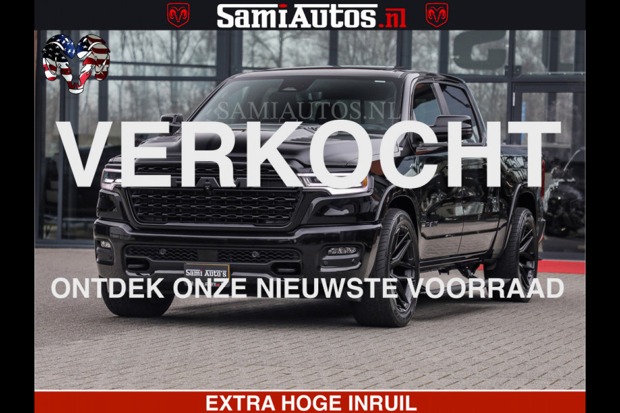 Dodge Ram LIMITED H.O 540 PK 706 Nm | FEUL WIELEN |XB9 | MASSAGE | BOM VOL | CREW CAB | DUBBELE CABINE | GRIJSKENTEKEN | 5 PERSOONS | DE MEEST LUXUEUZE en BEGEERDE Pick-up