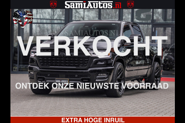 Dodge Ram LIMITED H.O 540 PK 706 Nm | FEUL WIELEN |XB9 | MASSAGE | BOM VOL | CREW CAB | DUBBELE CABINE | GRIJSKENTEKEN | 5 PERSOONS | DE MEEST LUXUEUZE en BEGEERDE Pick-up