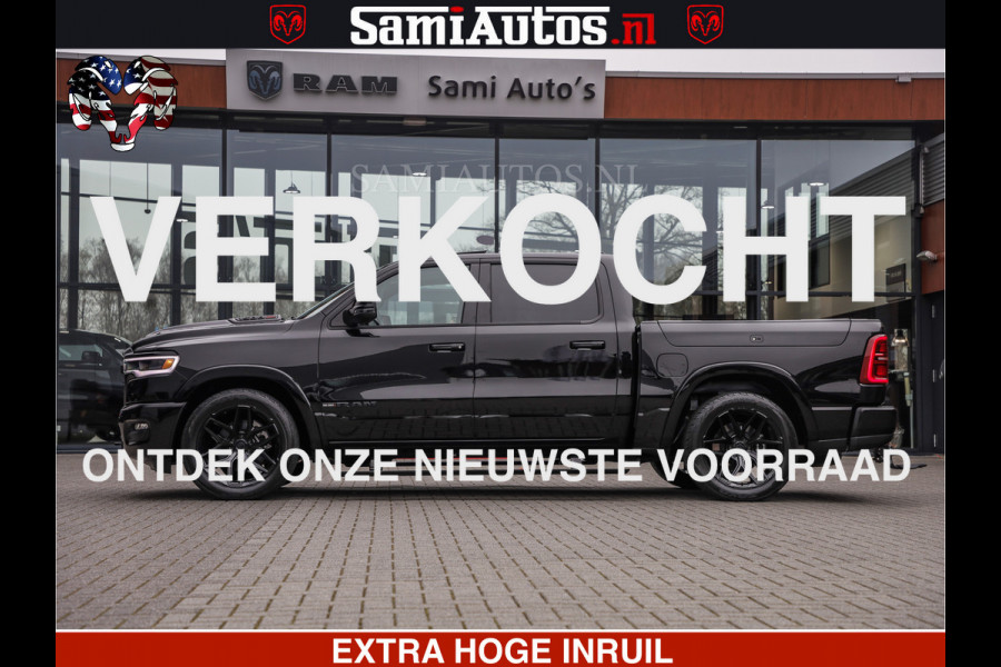 Dodge Ram LIMITED H.O 540 PK 706 Nm | FEUL WIELEN |XB9 | MASSAGE | BOM VOL | CREW CAB | DUBBELE CABINE | GRIJSKENTEKEN | 5 PERSOONS | DE MEEST LUXUEUZE en BEGEERDE Pick-up