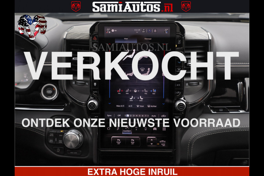 Dodge Ram LIMITED H.O 540 PK 706 Nm | FEUL WIELEN |XB9 | MASSAGE | BOM VOL | CREW CAB | DUBBELE CABINE | GRIJSKENTEKEN | 5 PERSOONS | DE MEEST LUXUEUZE en BEGEERDE Pick-up