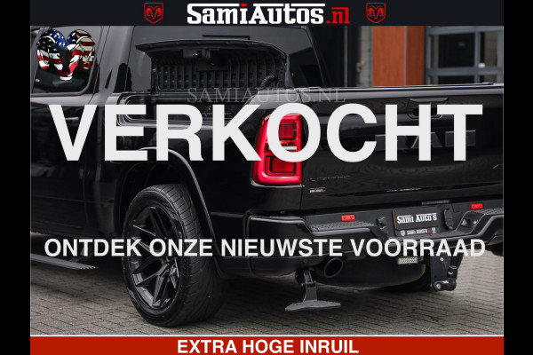 Dodge Ram LIMITED H.O 540 PK 706 Nm | FEUL WIELEN |XB9 | MASSAGE | BOM VOL | CREW CAB | DUBBELE CABINE | GRIJSKENTEKEN | 5 PERSOONS | DE MEEST LUXUEUZE en BEGEERDE Pick-up