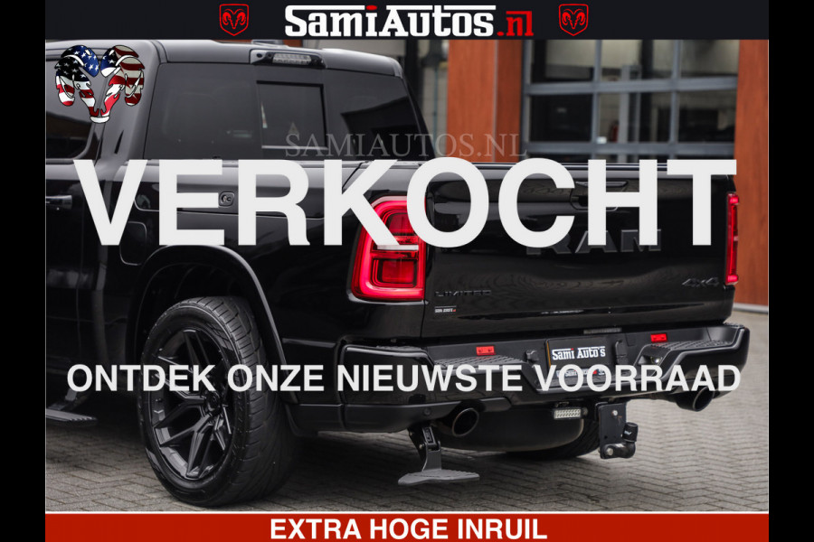Dodge Ram LIMITED H.O 540 PK 706 Nm | FEUL WIELEN |XB9 | MASSAGE | BOM VOL | CREW CAB | DUBBELE CABINE | GRIJSKENTEKEN | 5 PERSOONS | DE MEEST LUXUEUZE en BEGEERDE Pick-up