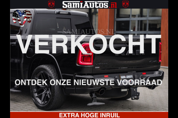 Dodge Ram LIMITED H.O 540 PK 706 Nm | FEUL WIELEN |XB9 | MASSAGE | BOM VOL | CREW CAB | DUBBELE CABINE | GRIJSKENTEKEN | 5 PERSOONS | DE MEEST LUXUEUZE en BEGEERDE Pick-up