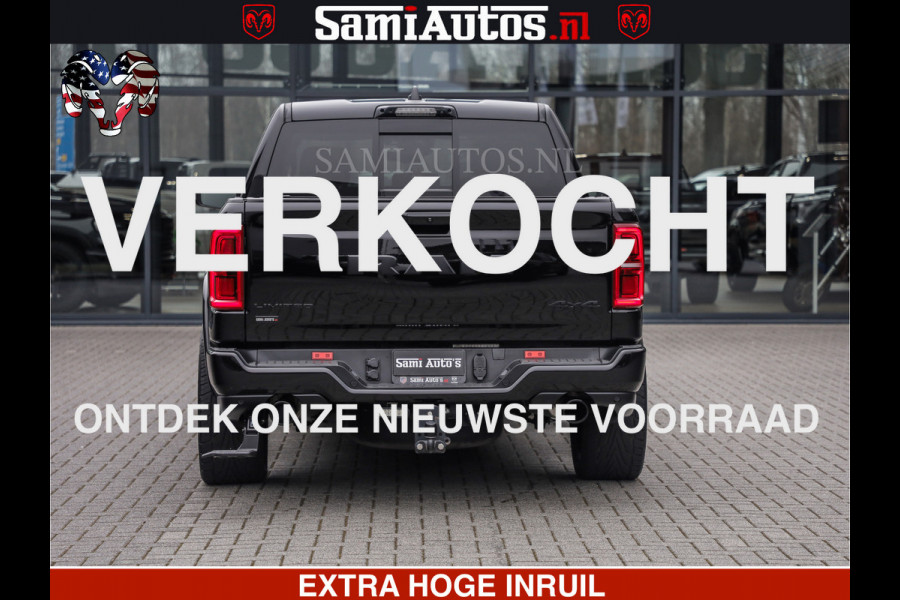 Dodge Ram LIMITED H.O 540 PK 706 Nm | FEUL WIELEN |XB9 | MASSAGE | BOM VOL | CREW CAB | DUBBELE CABINE | GRIJSKENTEKEN | 5 PERSOONS | DE MEEST LUXUEUZE en BEGEERDE Pick-up