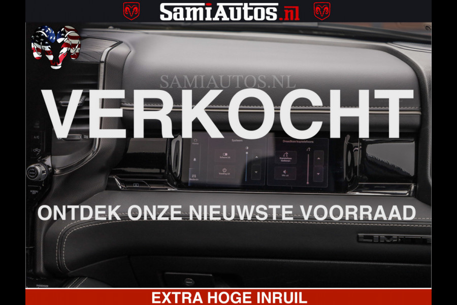Dodge Ram LIMITED H.O 540 PK 706 Nm | FEUL WIELEN |XB9 | MASSAGE | BOM VOL | CREW CAB | DUBBELE CABINE | GRIJSKENTEKEN | 5 PERSOONS | DE MEEST LUXUEUZE en BEGEERDE Pick-up