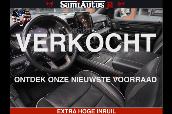 Dodge Ram LIMITED H.O 540 PK 706 Nm | FEUL WIELEN |XB9 | MASSAGE | BOM VOL | CREW CAB | DUBBELE CABINE | GRIJSKENTEKEN | 5 PERSOONS | DE MEEST LUXUEUZE en BEGEERDE Pick-up