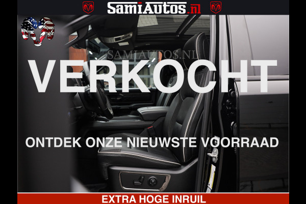 Dodge Ram LIMITED H.O 540 PK 706 Nm | FEUL WIELEN |XB9 | MASSAGE | BOM VOL | CREW CAB | DUBBELE CABINE | GRIJSKENTEKEN | 5 PERSOONS | DE MEEST LUXUEUZE en BEGEERDE Pick-up