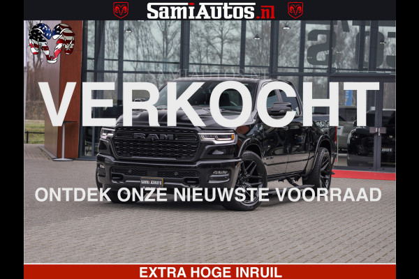 Dodge Ram LIMITED H.O 540 PK 706 Nm | FEUL WIELEN |XB9 | MASSAGE | BOM VOL | CREW CAB | DUBBELE CABINE | GRIJSKENTEKEN | 5 PERSOONS | DE MEEST LUXUEUZE en BEGEERDE Pick-up