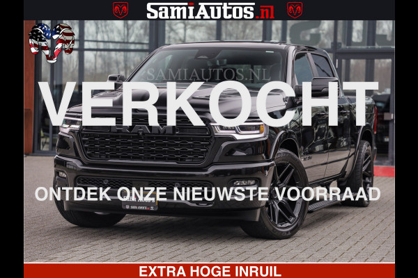 Dodge Ram LIMITED H.O 540 PK 706 Nm | FEUL WIELEN |XB9 | MASSAGE | BOM VOL | CREW CAB | DUBBELE CABINE | GRIJSKENTEKEN | 5 PERSOONS | DE MEEST LUXUEUZE en BEGEERDE Pick-up