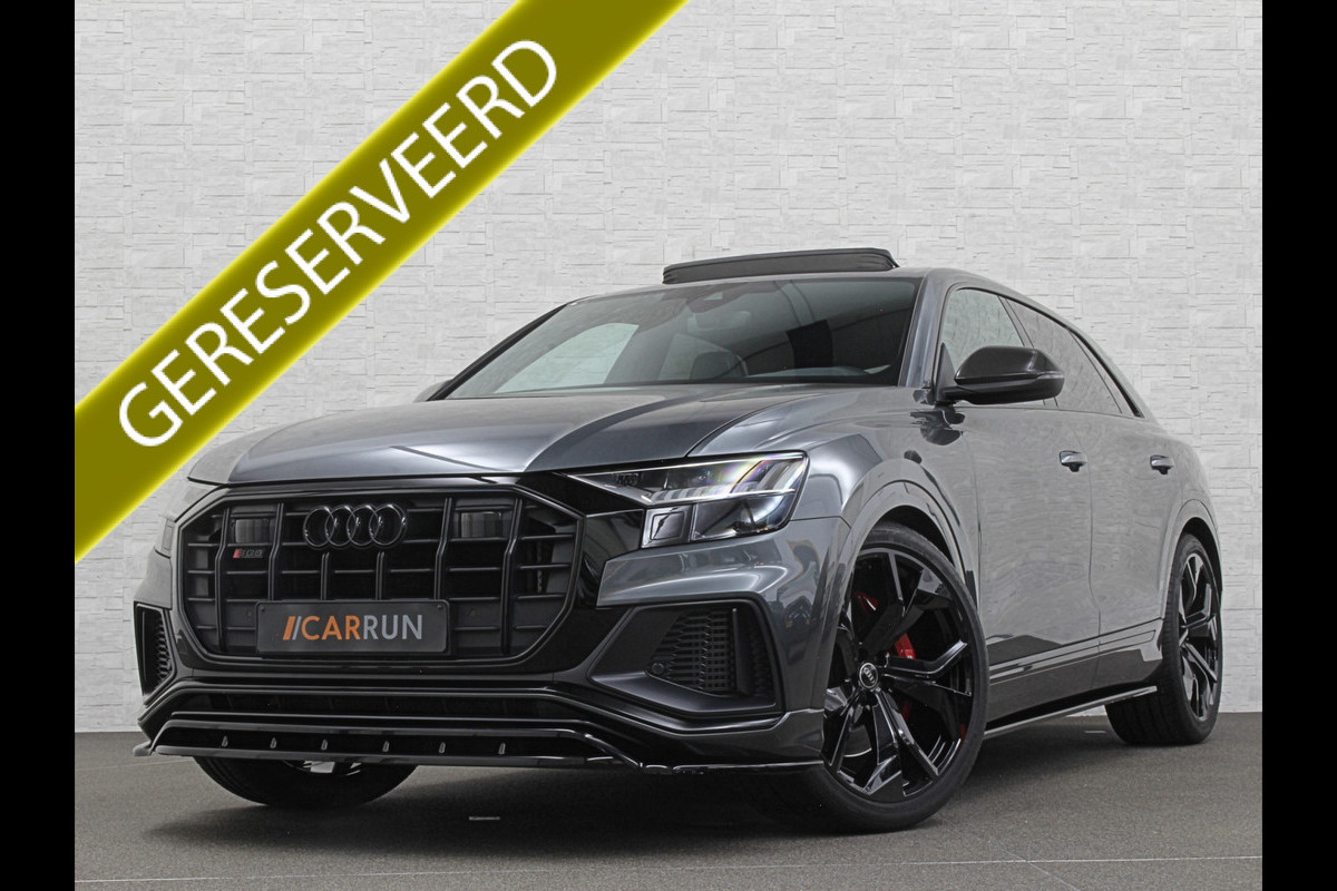 Audi Q8 SQ8 4.0 V8 | RS-Stoelen | Panorama | Massage | Ventilatie | 23'' | B&O Sound | Trekhaak | Bovag Garantie | Carbon | Luchtvering | Black-Optic | Nw.Pr, 220733,=  | Memory | Leder | Matrix-LED | Carplay | 57800,= ex bpm en btw export | BTW Auto 81300,= ex btw.